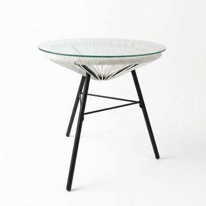 Outdoor Synthetic Wicker Glass Side Table