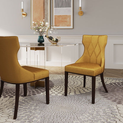 Reine dining chair set of 2 with solid wood frame and mustard yellow upholstery on Tampa Home & Garden Store
