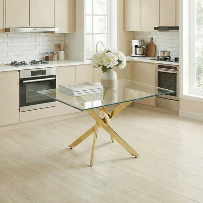 Modern Rectangular Dining Table with Metal Frame