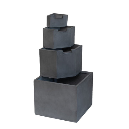 Cement 4-Tier Block Water Fountain outdoor gray by HouseOfZazla on Tampa Home & Garden Store