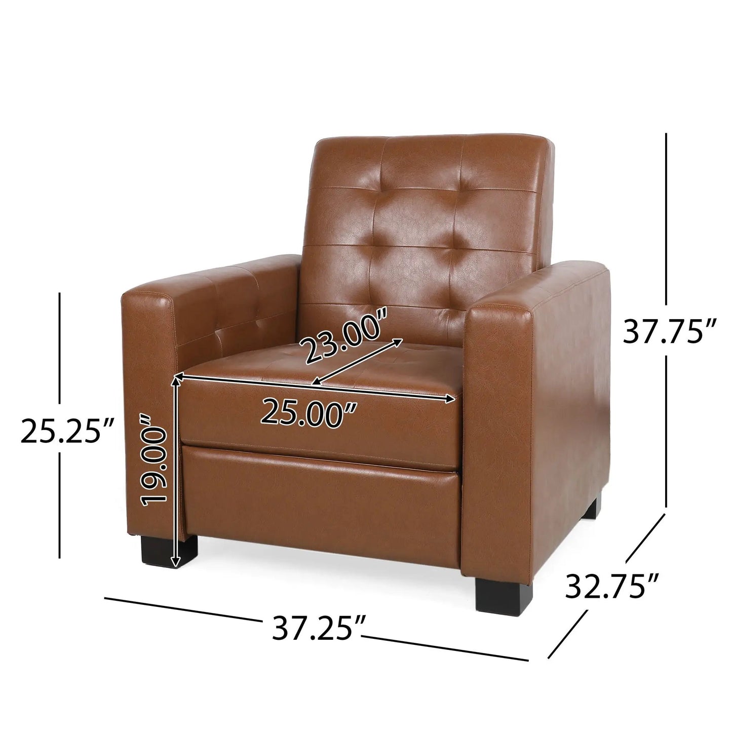 Langseth contemporary tufted pushback recliner in brown leather by Unique Piece Furniture on Tampa Home & Garden Store