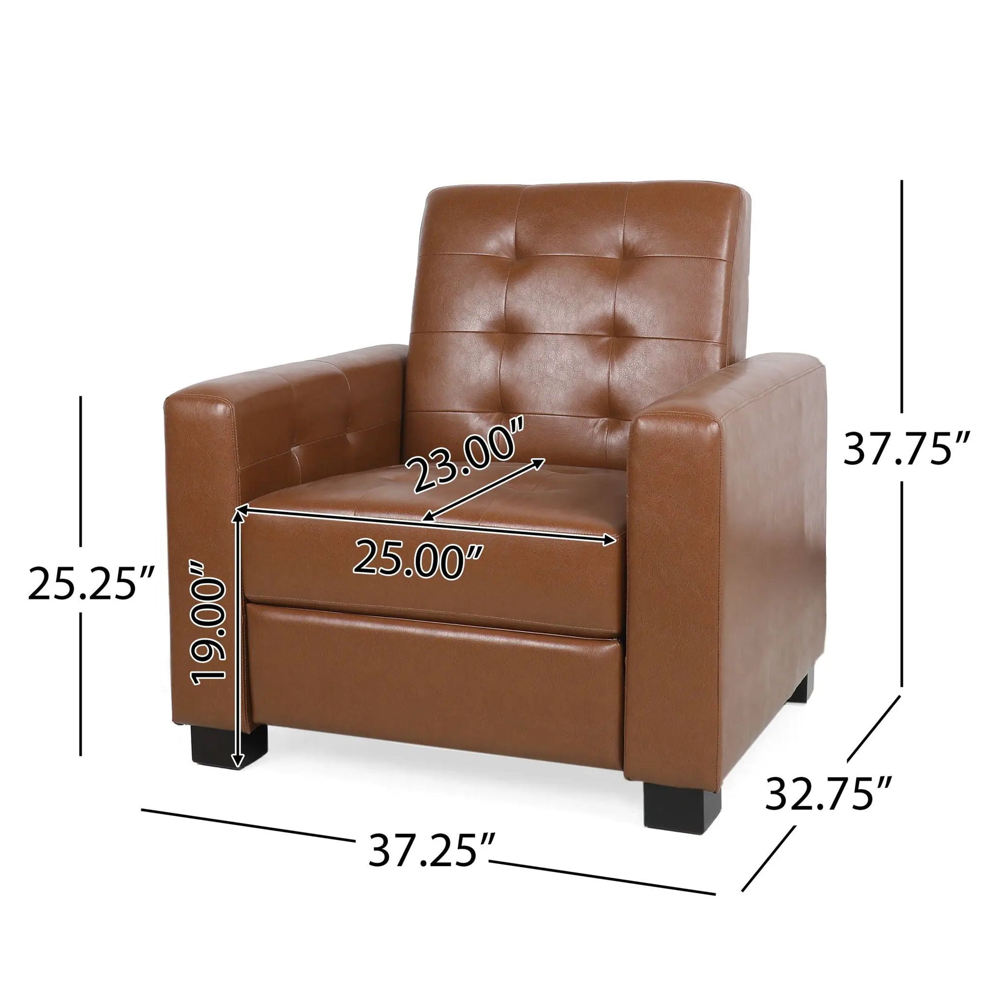 Langseth contemporary tufted pushback recliner in brown leather by Unique Piece Furniture on Tampa Home & Garden Store