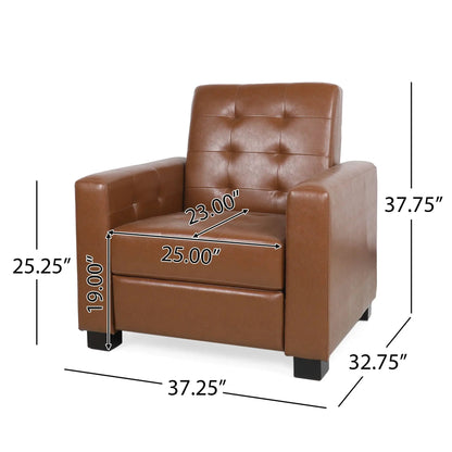 Langseth contemporary tufted pushback recliner in brown leather by Unique Piece Furniture on Tampa Home & Garden Store