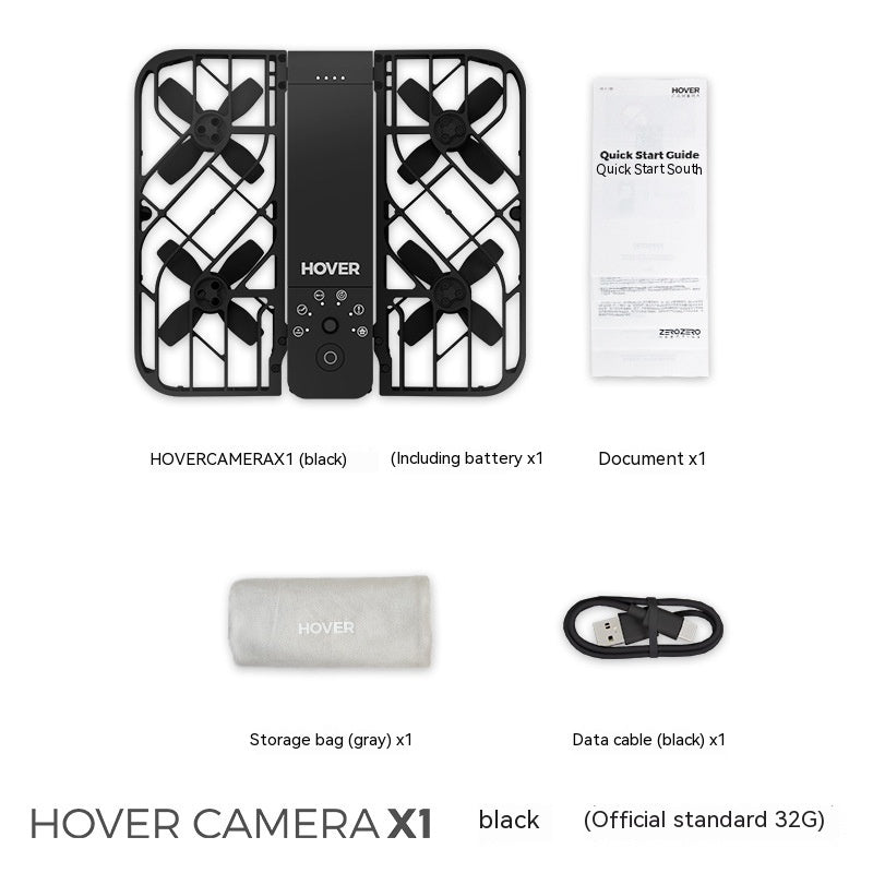 Hafu Flight Camera Following Drone black with battery, manual, storage bag and data cable on Tampa Home & Garden Store
