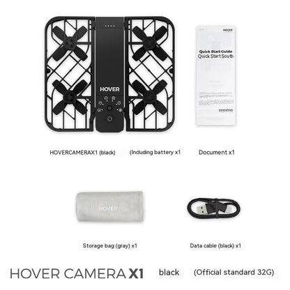 Hafu Flight Camera Following Drone black with battery, manual, storage bag and data cable on Tampa Home & Garden Store