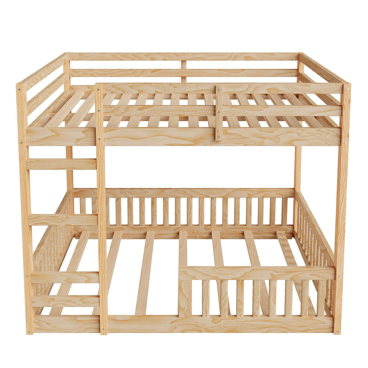 Stylish bunk bed with ladder and guardrails in natural wood by HouseOfZazla on Tampa Home & Garden Store