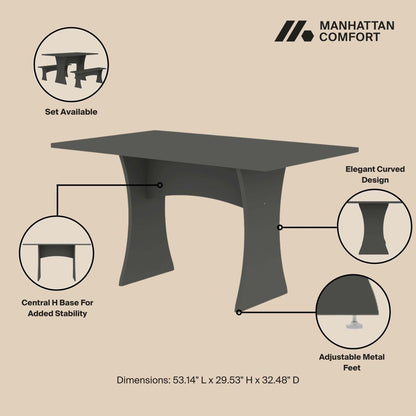Modern dining table with adjustable metal feet in dark gray or white finish, central base on Tampa Home & Garden Store