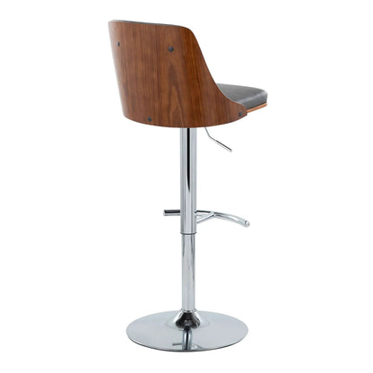 Gianna mid century modern adjustable barstool with swivel, wood back, gray cushion set of 2 on Tampa Home & Garden Store