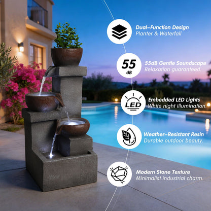 LED Outdoor Garden Waterfall Fountain and Lights