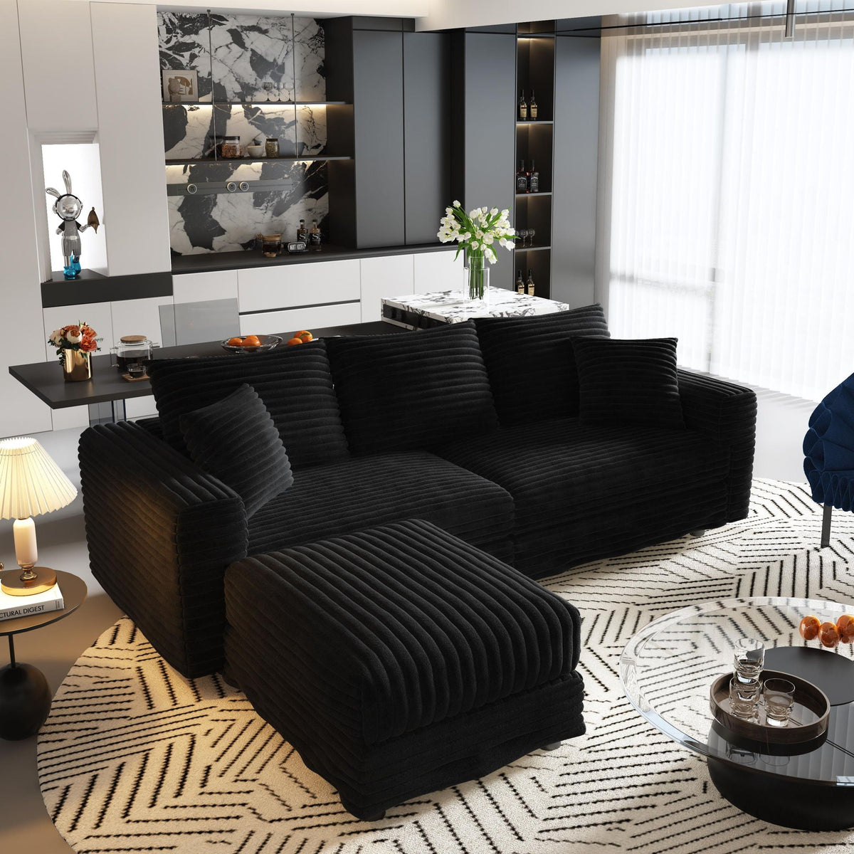 Convertible Sofa With Deep Seat and Pillows