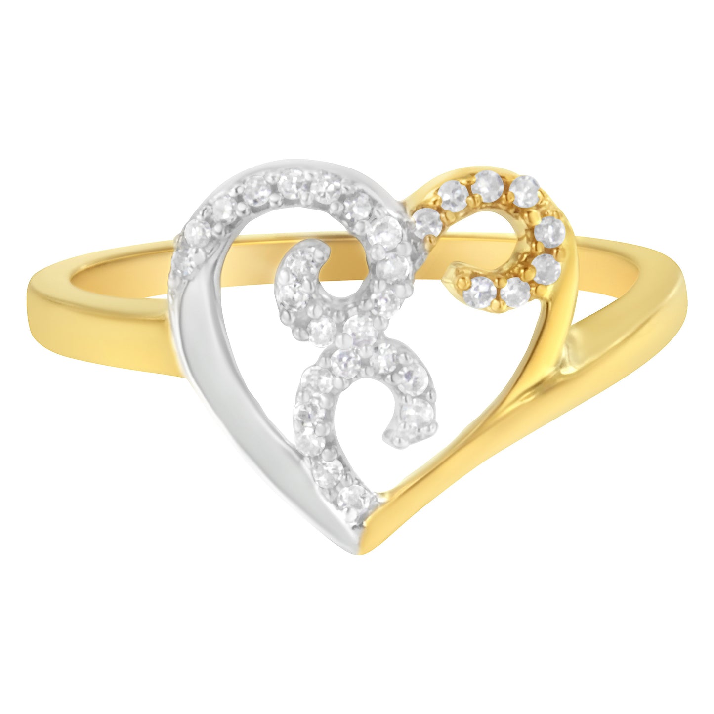 10K two-toned gold diamond heart cluster rings set with pavé diamonds, size 6 by Bids.com on Tampa Home & Garden Store