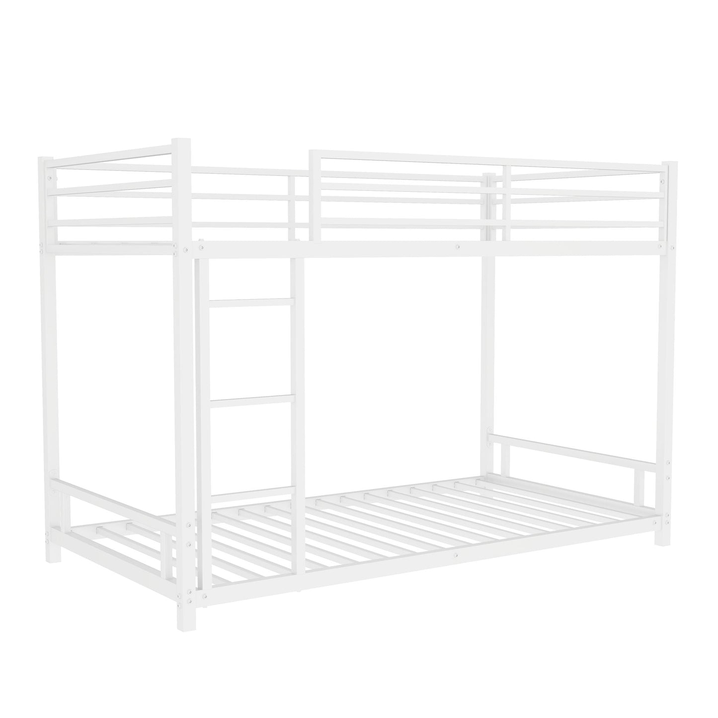 Bunk bed frame by HouseOfZazla: white metal with top guardrails and left ladder on Tampa Home & Garden Store