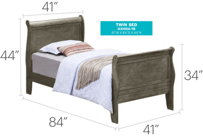 Panel Sleigh Bed twin size in gray wood finish with headboard and footboard by HouseOfZazla on Tampa Home & Garden Store