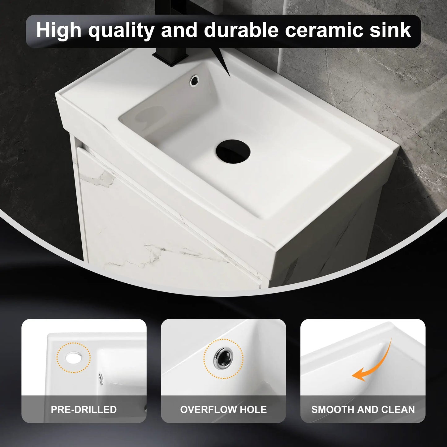 Modern Bathroom Vanity with Ceramic Basin Sink