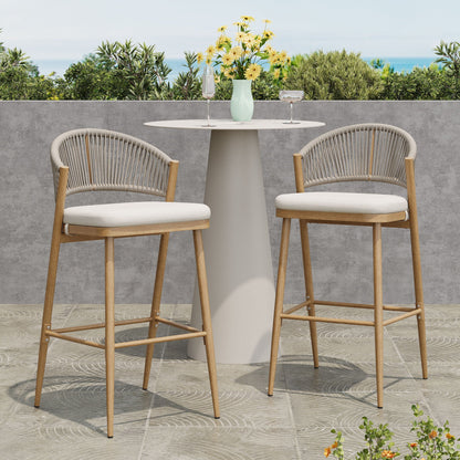 Outdoor Bar Stools With Scallop Cushion And Frame