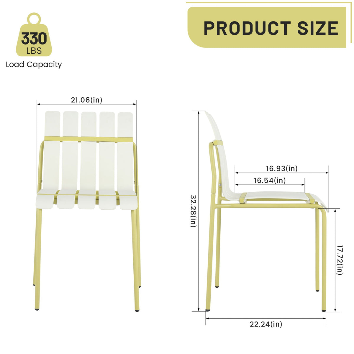 Modern Color Block Outdoor Dining Set with Folding Table, 5-piece yellow frame and white slats by HouseOfZazla on Tampa Home & Garden Store