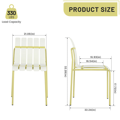 Modern Color Block Outdoor Dining Set with Folding Table, 5-piece yellow frame and white slats by HouseOfZazla on Tampa Home & Garden Store