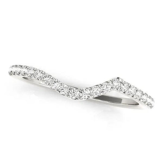Rings 14k white gold curved diamond wedding band, 1/6 cttw pavé diamonds, by Bids.com on Tampa Home & Garden Store