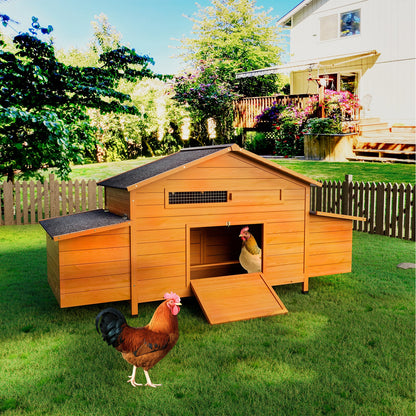 Large Wooden Chicken Coop with 2 Nesting Boxes
