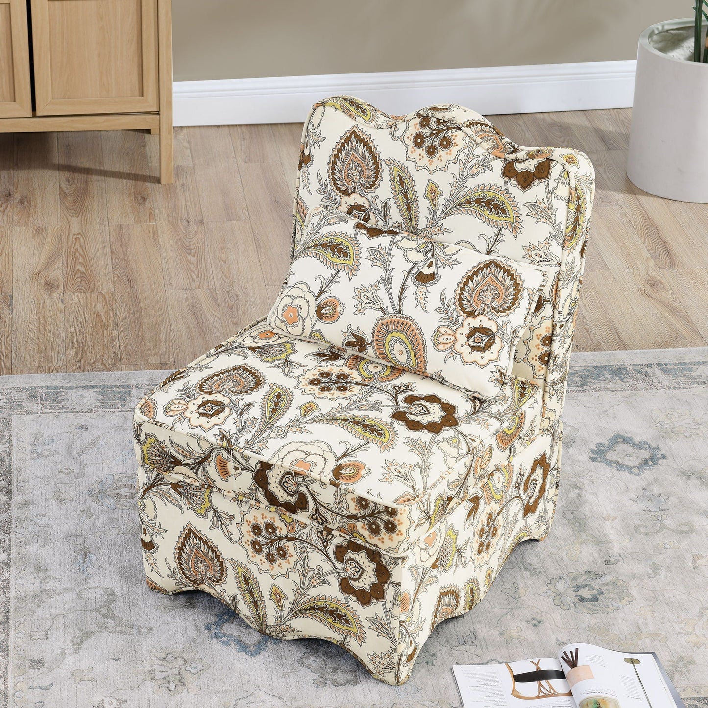 Stylish flannel dining chair with cushion and backrest in paisley upholstery on Tampa Home & Garden Store