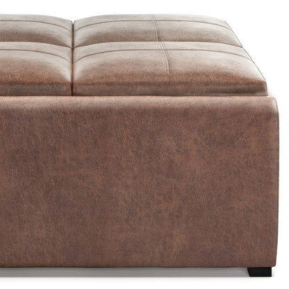 Avalon Square Coffee Table Storage Ottoman brown leather by Unique Piece Furniture on Tampa Home & Garden Store