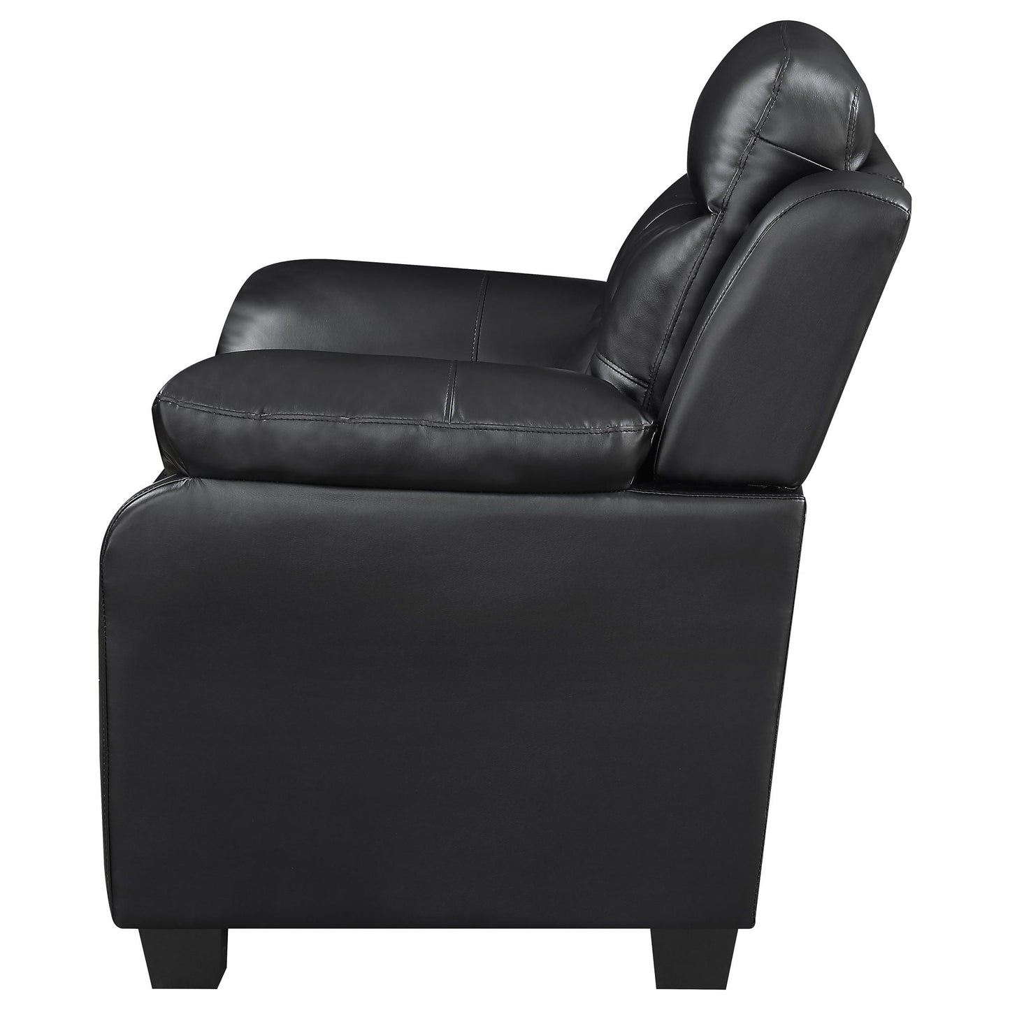 Eaton Black Padded Sofa and Tufted Backrest
