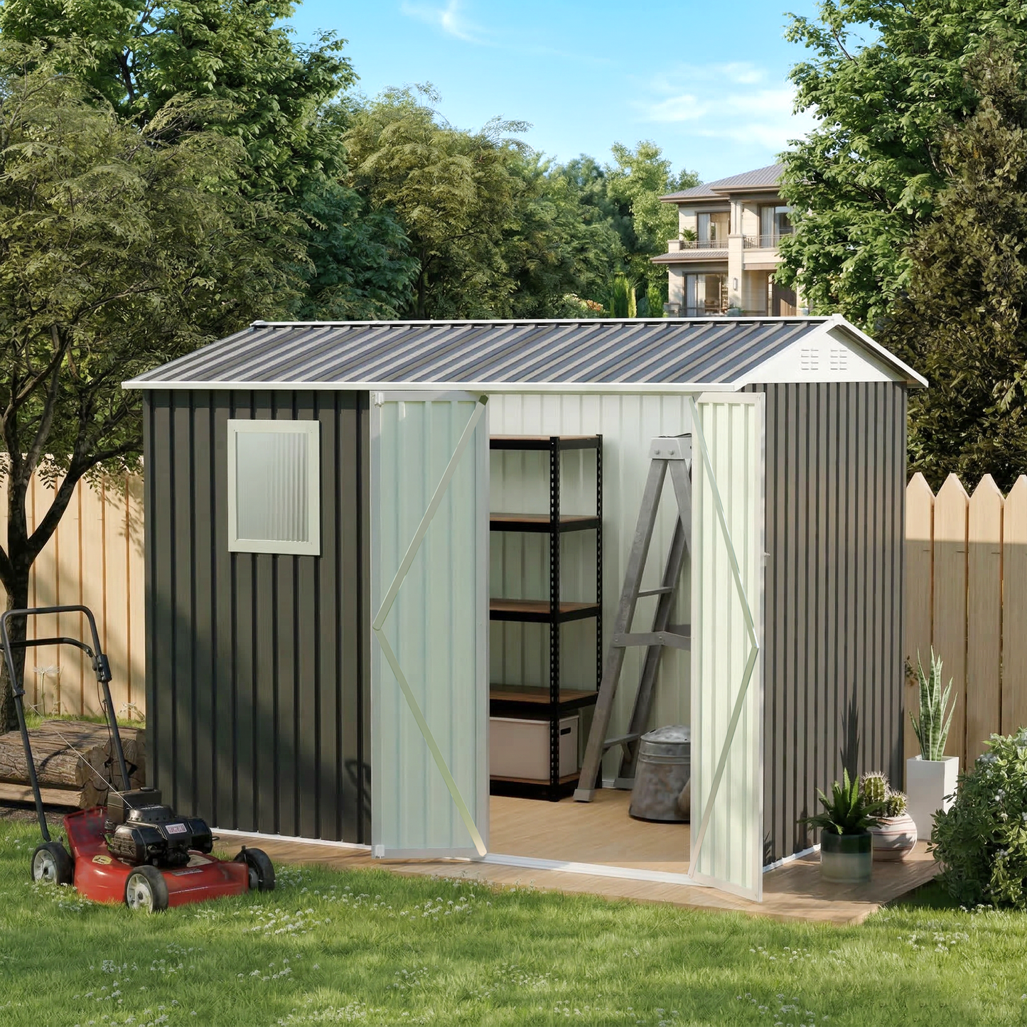 9 X 6 Ft Metal Shed With Window and Storage