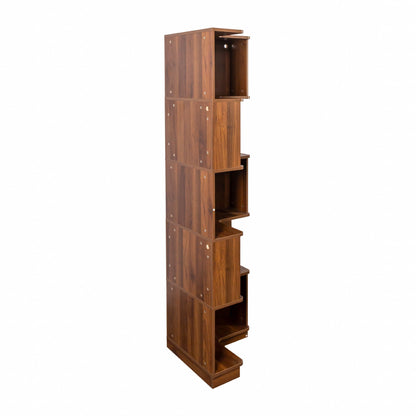 Corner Book Shelf 5 Tier Corner Bookshelf in warm walnut wood by HouseOfZazla on Tampa Home & Garden Store