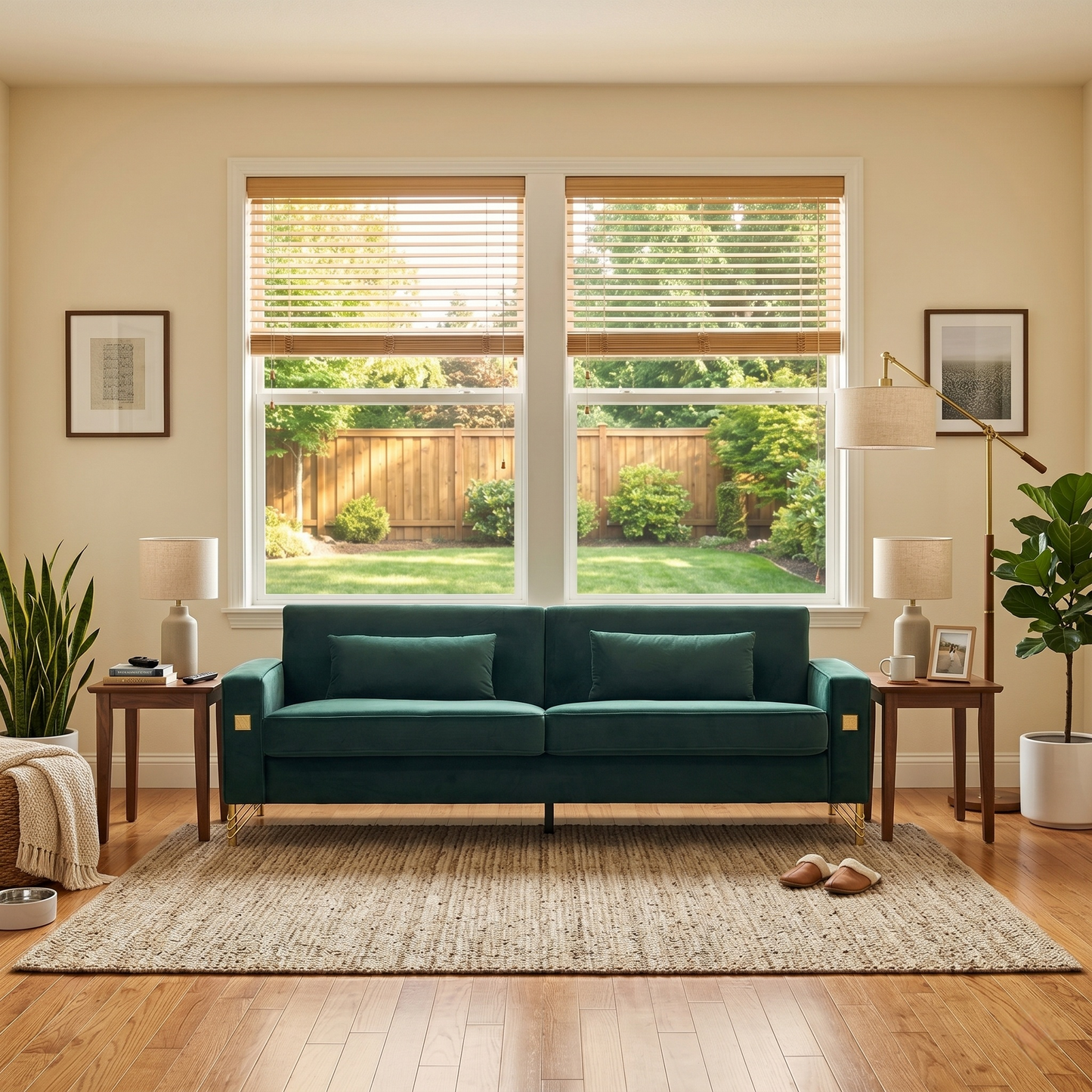 a Luxury Emerald Plush Sofa For Bedroom And Home