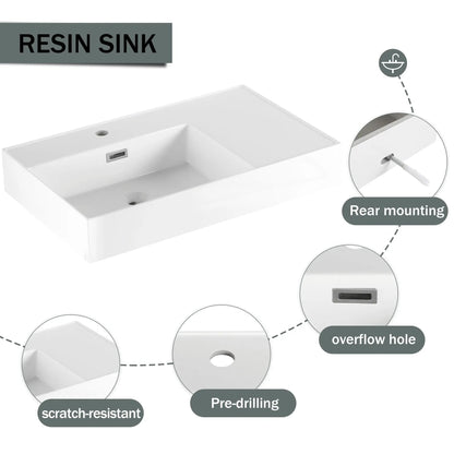 Modern Wall Mounted Vanity With Resin Sink