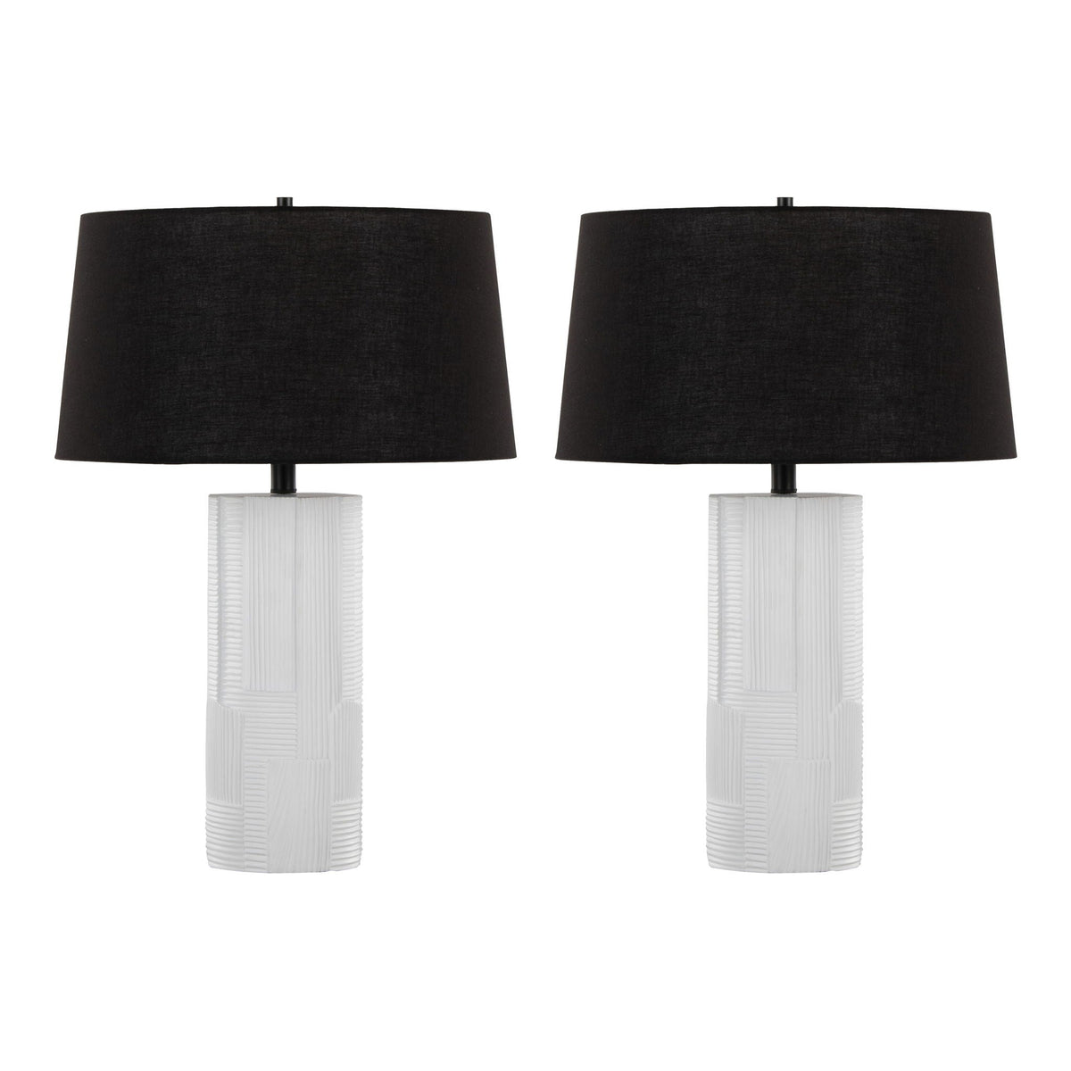 Petra Contemporary Table Lamp Set of 2, cream bases with black fabric shades, HouseOfZazla on Tampa Home & Garden Store