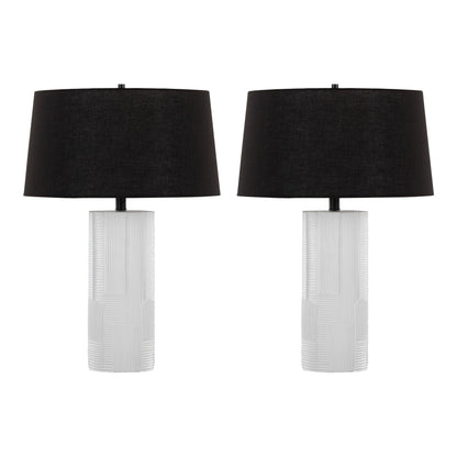 Petra Contemporary Table Lamp Set of 2, cream bases with black fabric shades, HouseOfZazla on Tampa Home & Garden Store