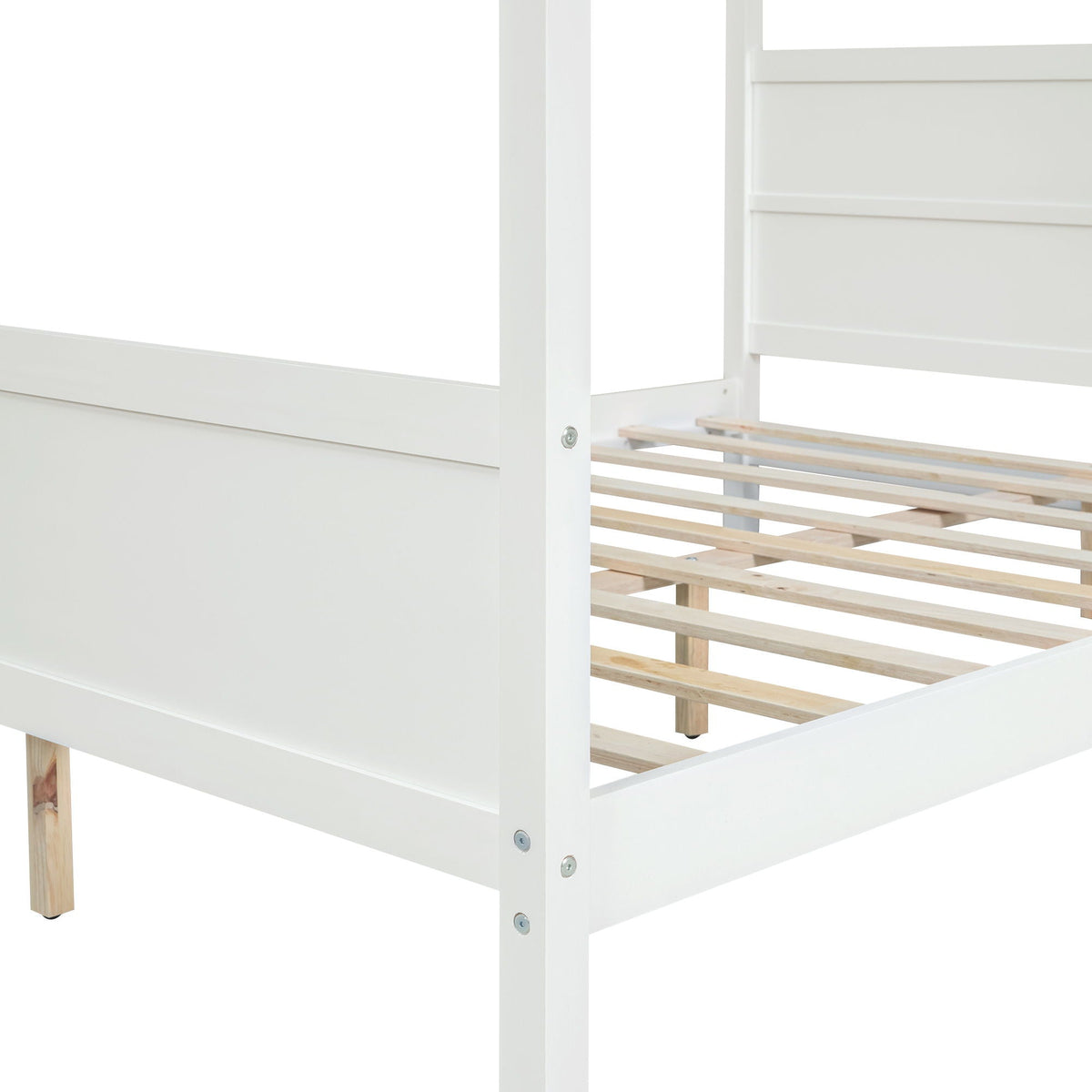 Modern Canopy Platform Bed and Wooden Headboard