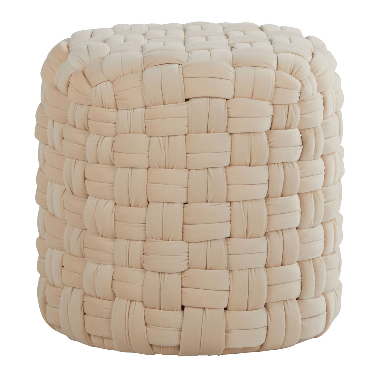 Braided Round Ottoman beige, chunky woven texture, HouseOfZazla accent piece on Tampa Home & Garden Store