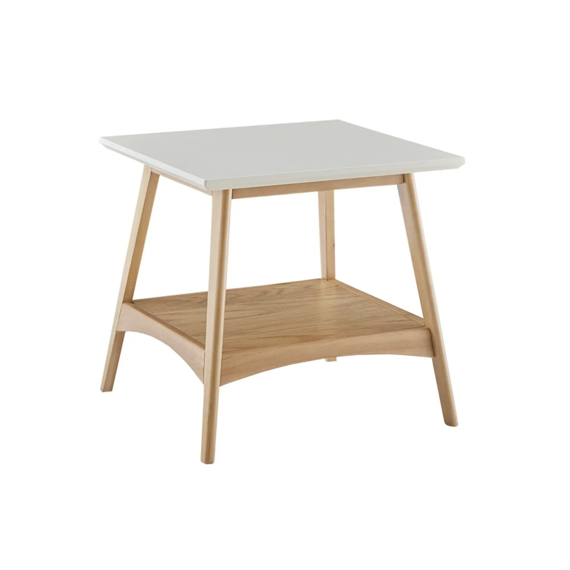 Modern coffee table with extra storage; light gray top, natural wood legs on Tampa Home & Garden Store