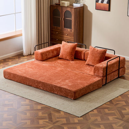 Compact Floor Sofa Bed With A Pillow And Frame