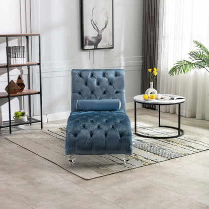 Indoor Chaise Lounge With Button Tufted Pillow