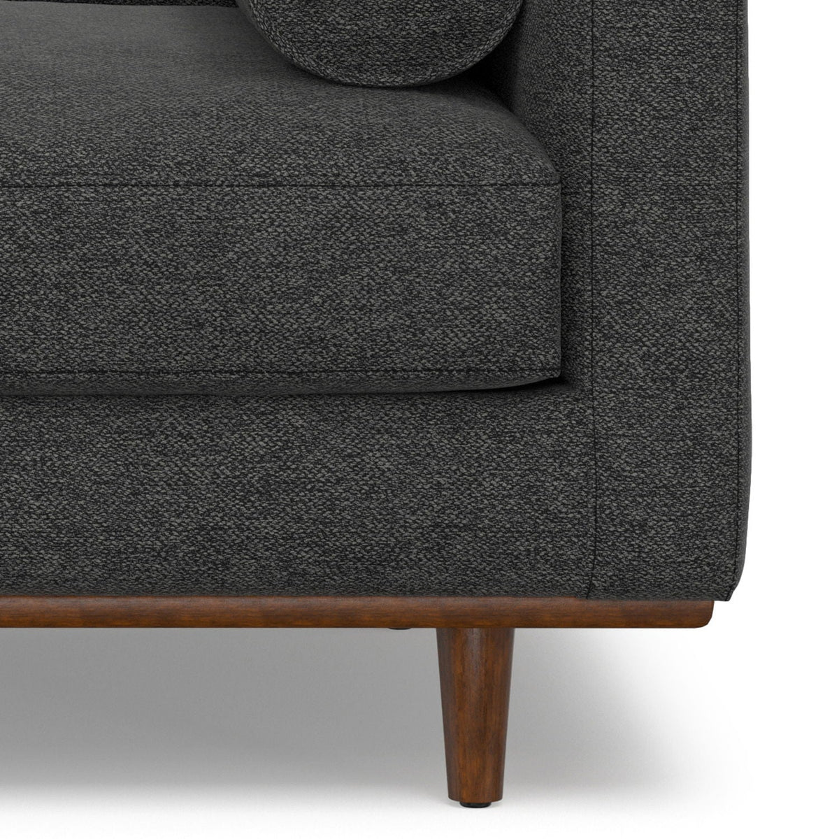 Wide arm chair in charcoal fabric with removable cushions and tapered wood legs HouseOfZazla on Tampa Home & Garden Store