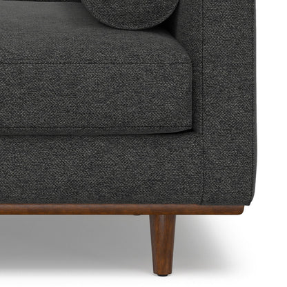 Wide arm chair in charcoal fabric with removable cushions and tapered wood legs HouseOfZazla on Tampa Home & Garden Store