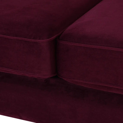 Jack Modern Tuxedo Tufted Sofa in burgundy velvet with piping from Unique Piece Furniture on Tampa Home & Garden Store