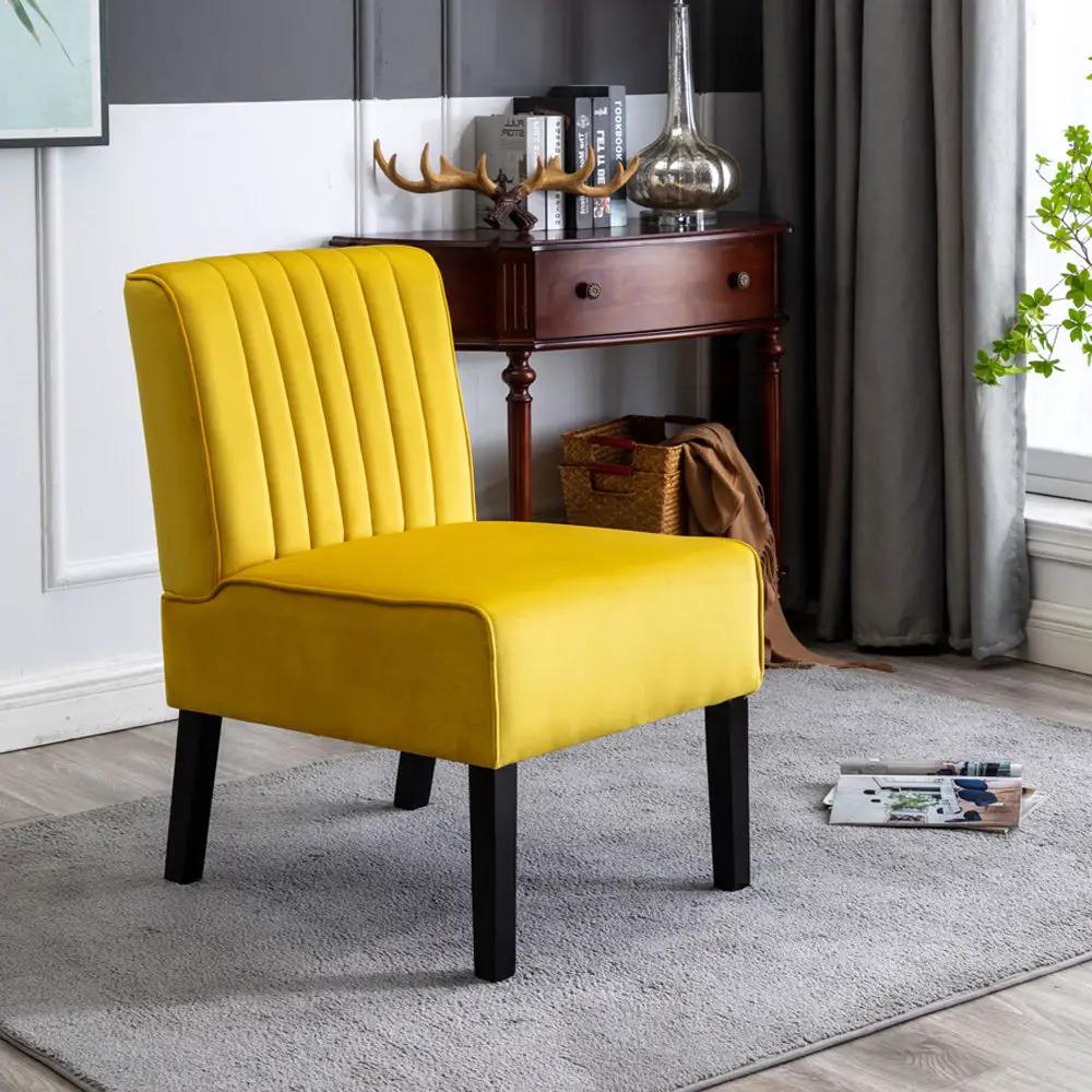 Reese yellow mid-century accent chairs set of 2 with black legs by Unique Piece Furniture on Tampa Home & Garden Store