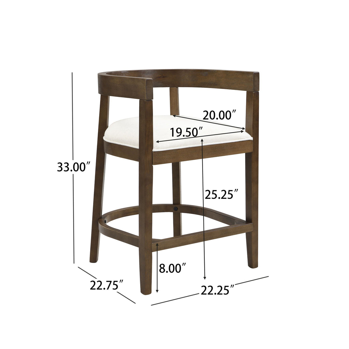 Modern rubberwood counter stool with upholstered cream seat by HouseOfZazla on Tampa Home & Garden Store