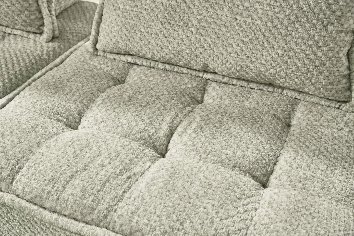 Bales Sectional stationary sofa in beige boucle fabric with cushions on Tampa Garden Store on Tampa Home & Garden Store
