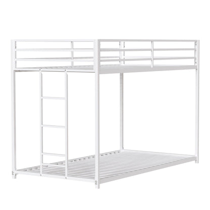 Adam metal bunk bed frame, white finish, two-tier with safety rails on Tampa Home & Garden Store