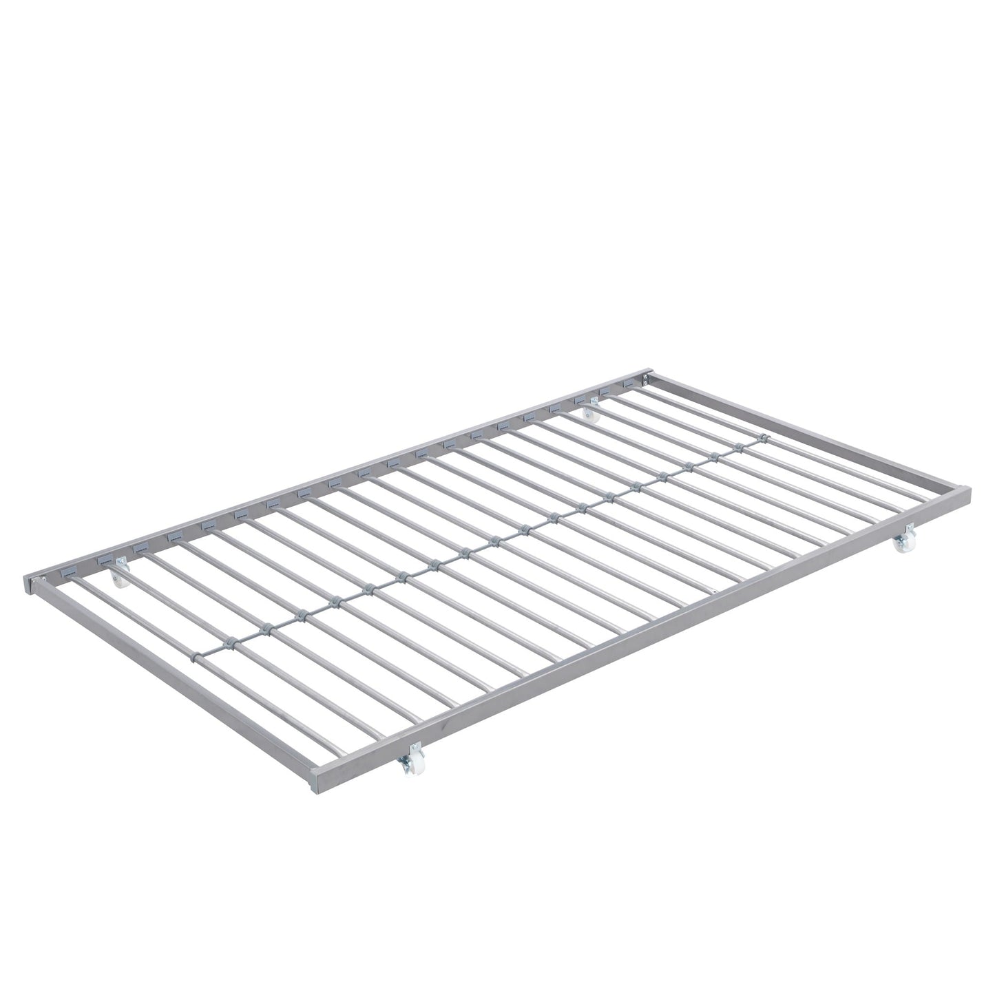 Bunk Bed With Trundle metal frame in silver finish with slatted base and caster wheels on Tampa Home & Garden Store