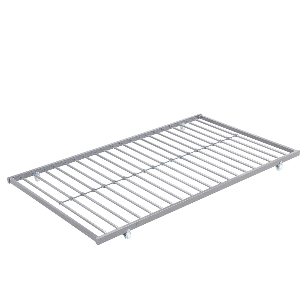 Bunk Bed With Trundle metal frame in silver finish with slatted base and caster wheels on Tampa Home & Garden Store