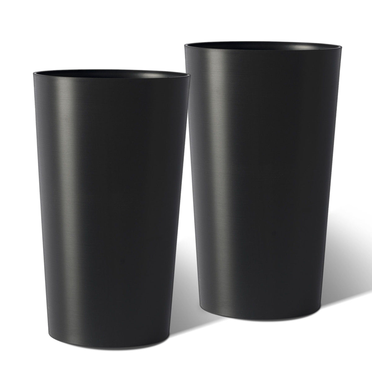 Planter For Outdoor black brushed-metal cylindrical planters, set of 2, HouseOfZazla on Tampa Home & Garden Store