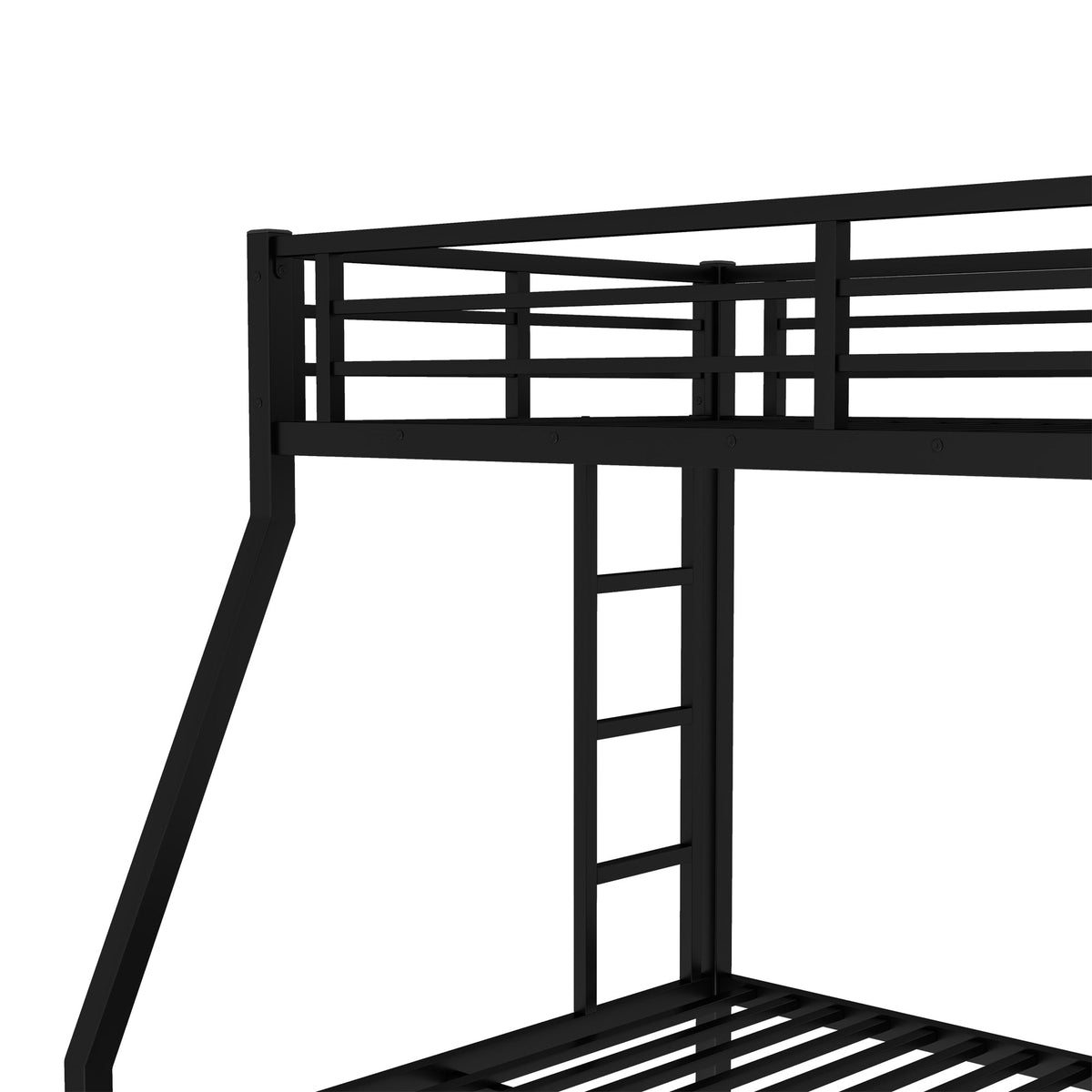 Twin Over Full Metal Bunk Bed with Twin Size Trundle, black metal frame with ladder and rails on Tampa Home & Garden Store