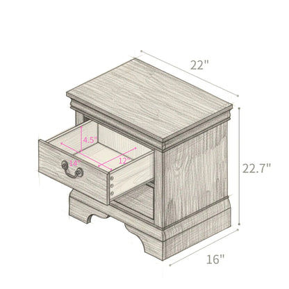 Nightstand With Two Drawers Classic Design