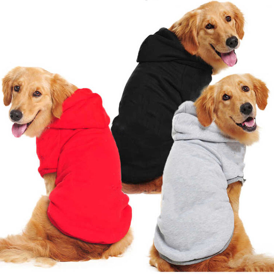 Pet Zen solid color dog sweaters set of three in red, black and gray worn by retrievers on Tampa Home & Garden Store
